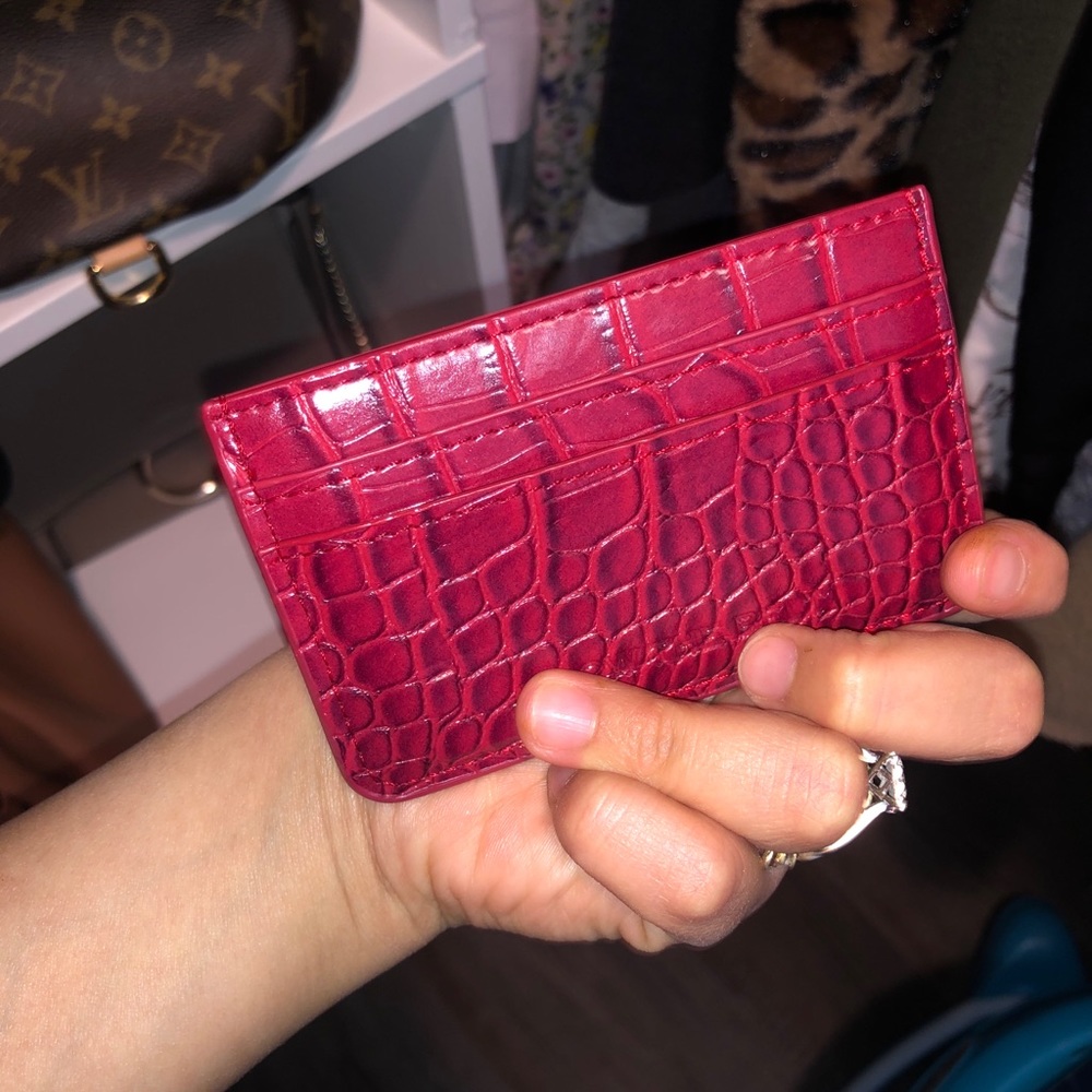 Red croc embossed cardholder